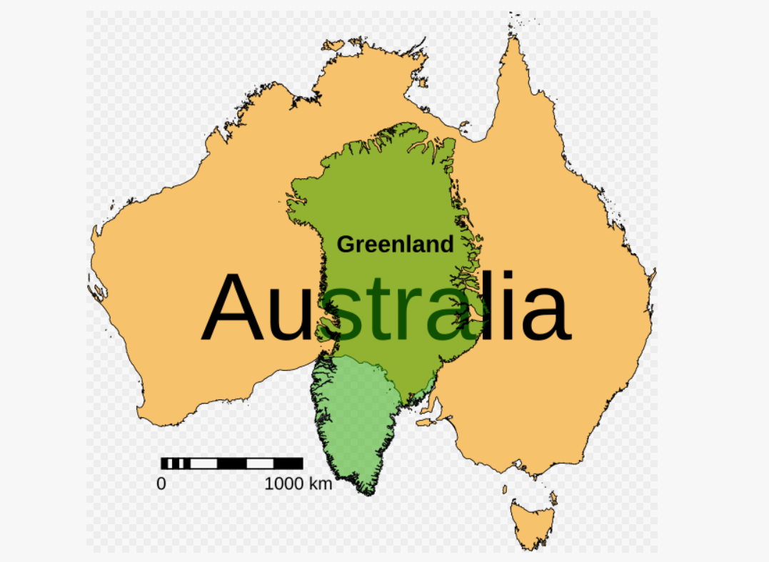 Гренландия в сравнении с Австралией 