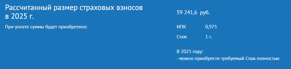 Калькулятор приобретения 1 года стажа в 2025 году