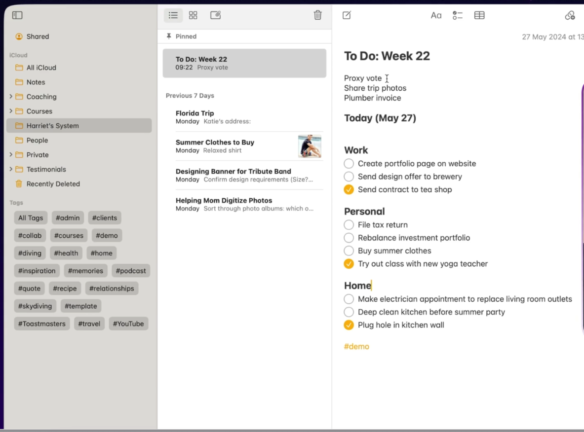 Пример из видео построения простенькой системы в заметках