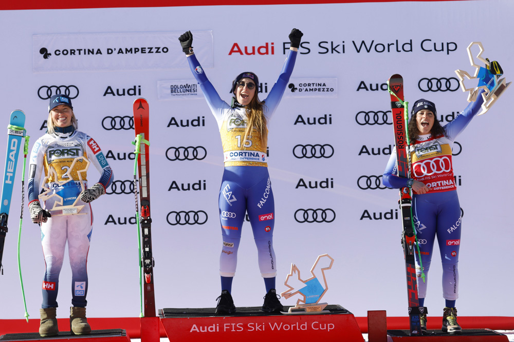 Таким был подиум во вчерашнем супергиганте

