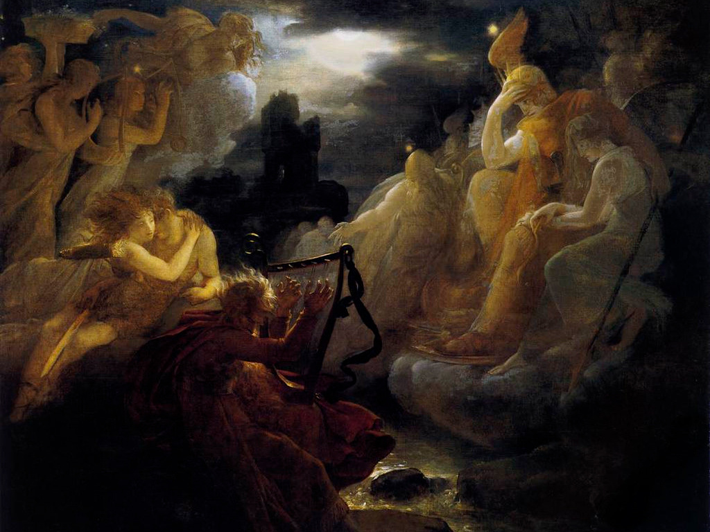 Оссиан пробуждает духи на берегах Лоры звуком своей арфы. Франсуа Жерард, 1801 г.