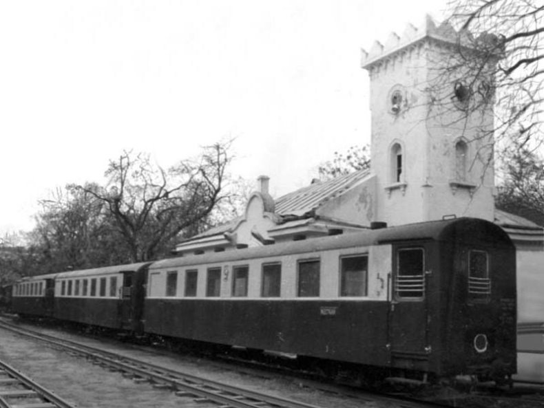 Вагоны зарубежного протзводства на станции Пионерская бакинской детской УЖД, 60-е годы