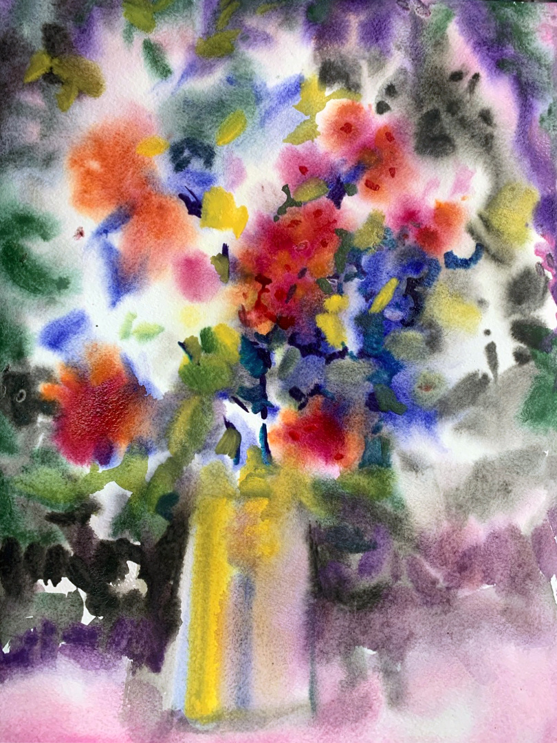 0 Сергей Галета. Букет Сияние. Бумага, акварель, белила. 40х60 см 2025