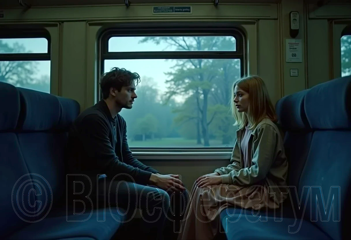 В электричке к парню подсела девушка.