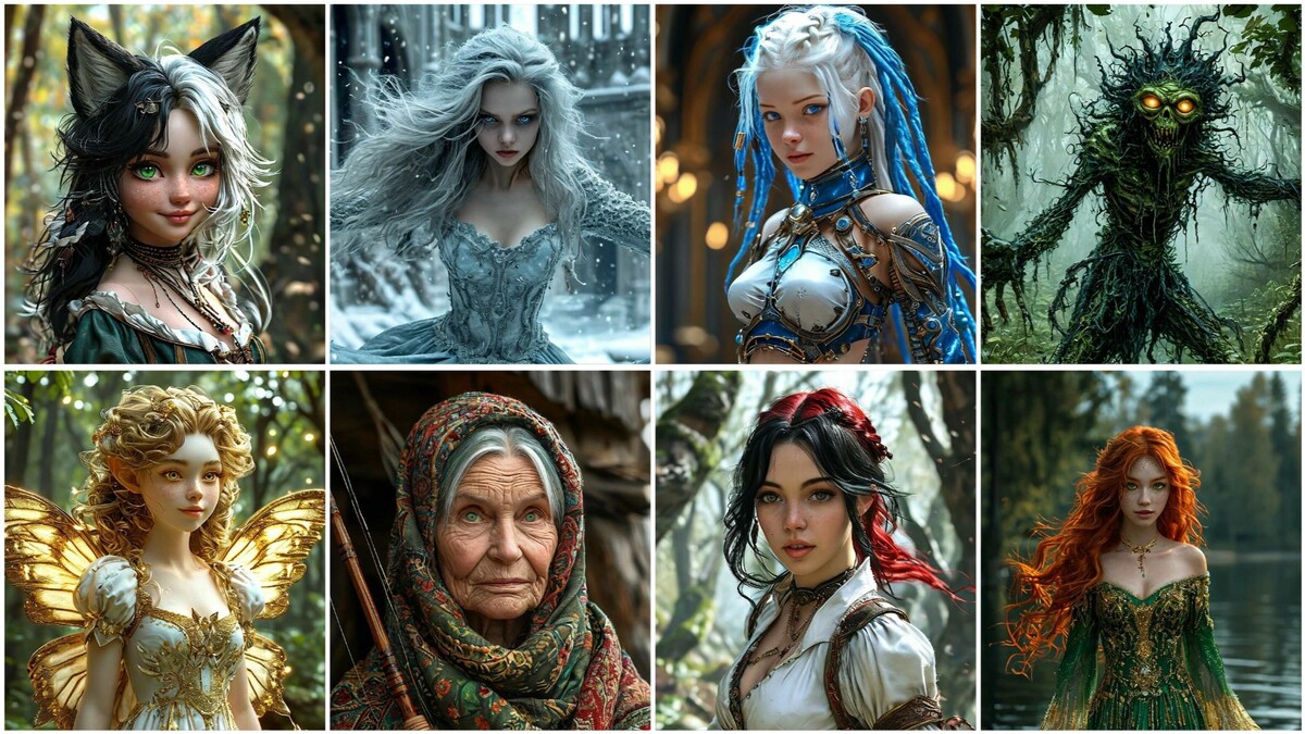 Коллаж с женскими персонажами из Истории Историй