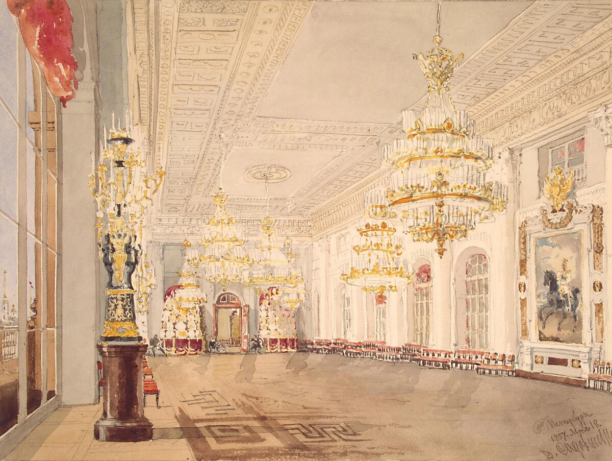 Василий Садовников (1800–1879). Николаевский зал (эскиз) Справа видна та самая картина