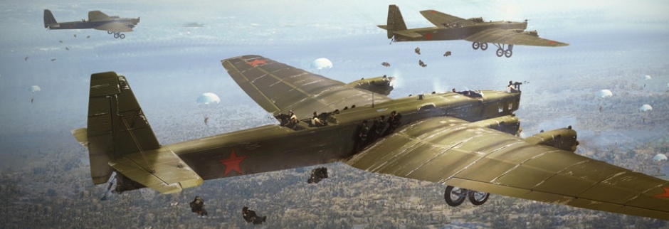 Бомбардировщики ТБ-3 в роли десантных самолетов