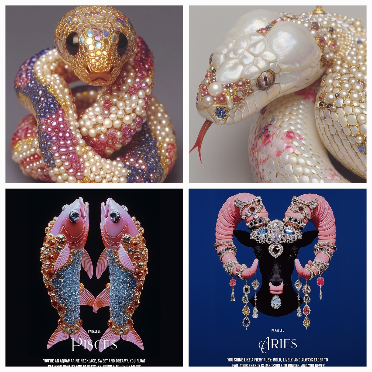 Ювелирный гороскоп от Parallel и змейки от Sila Şehrazat Yücel. Материал: Parallel и  Sila Şehrazat Yücel.
