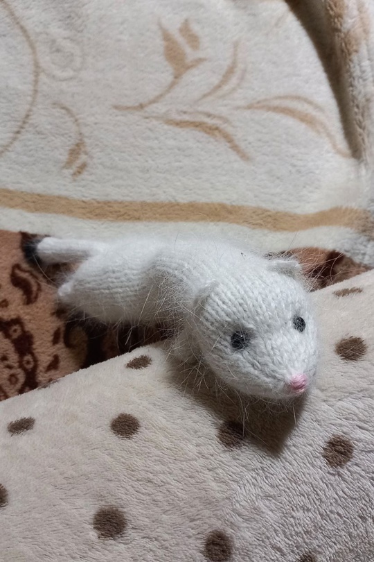 Вязаная спицами ласка в воплощении от Наташи Семёновой