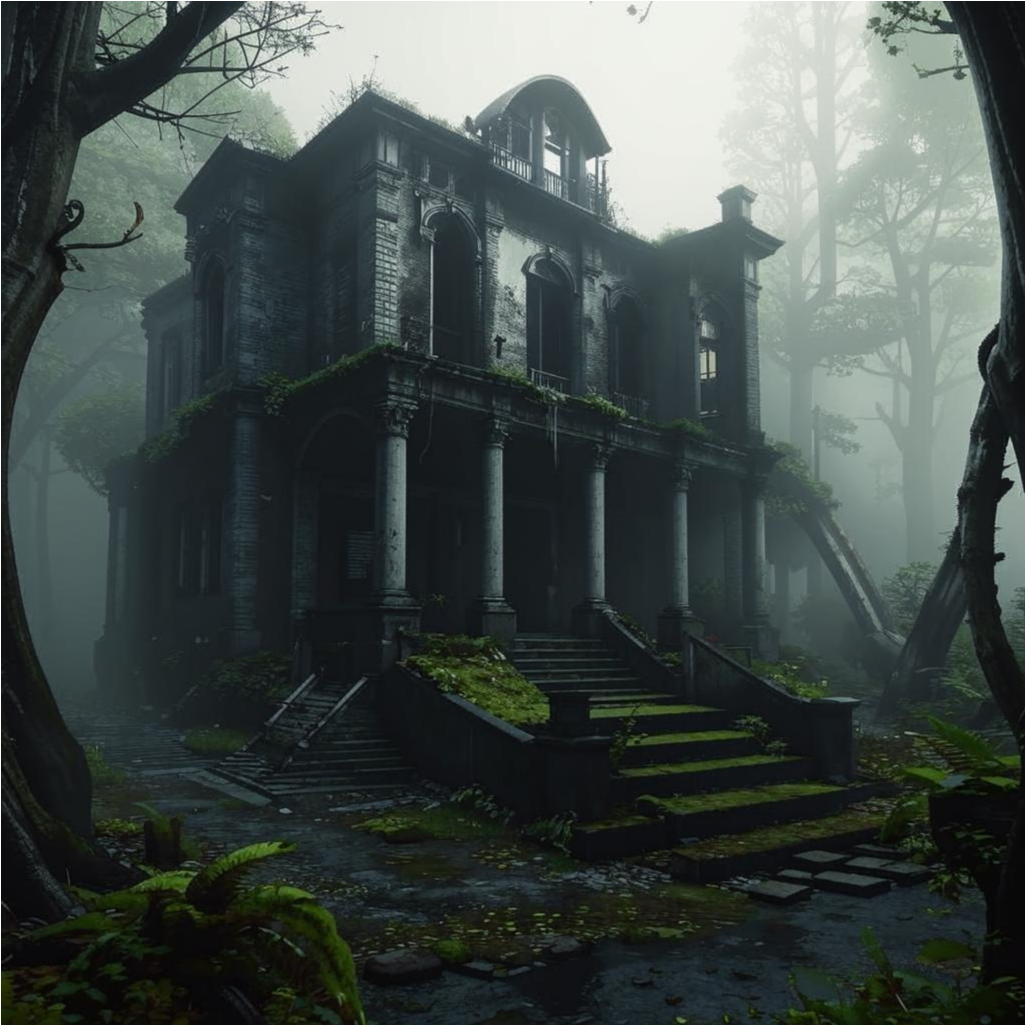 Мрачные, заброшенные руины старой усадьбы