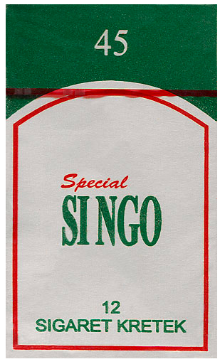 "SI NGO" Special 45. Индонезия, 2003 год. 12 штук (кретек) в плотной упаковке. Цена 3500 рупий. Производитель: CV. Mandau, Владелец торговой марки: CV. Mandau.