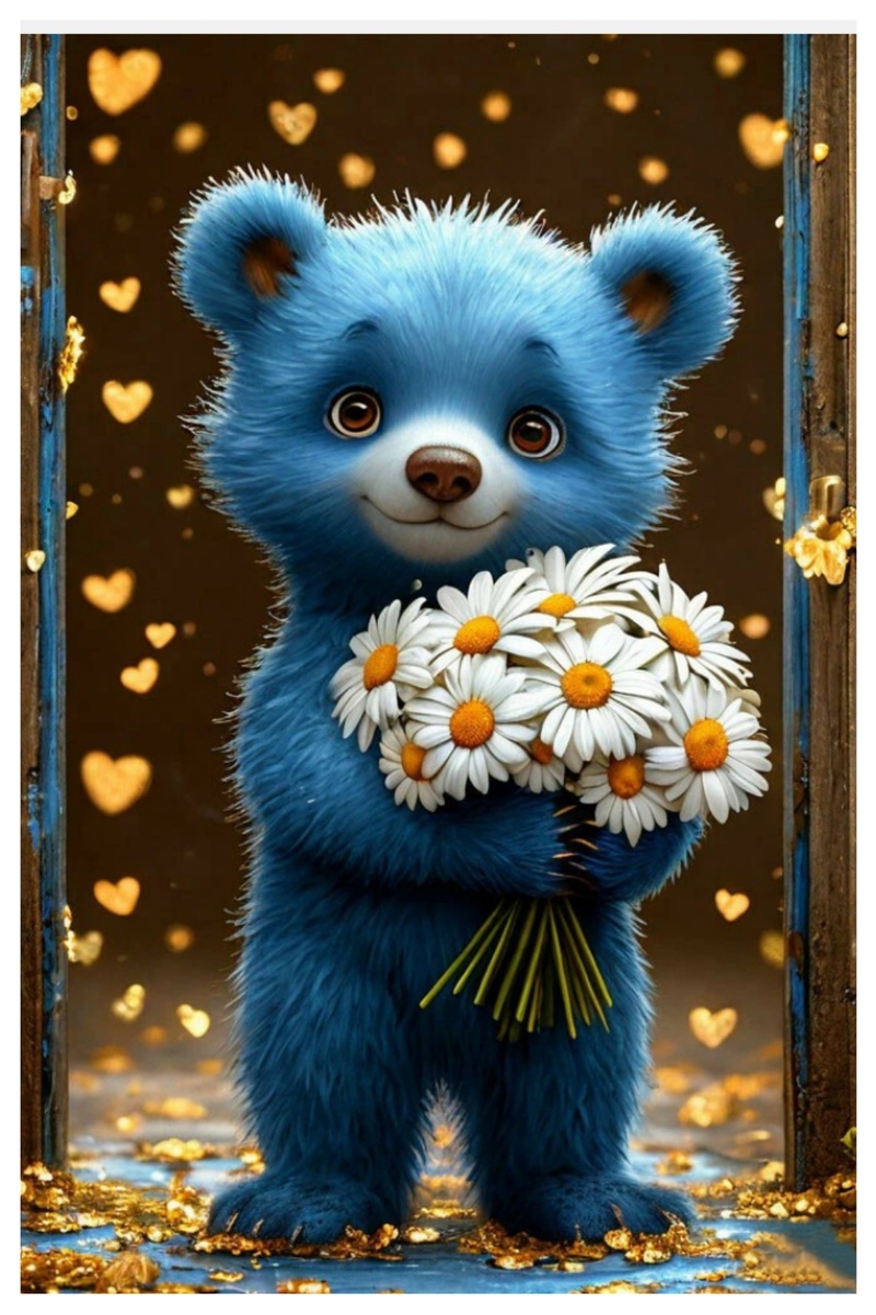 Синий Мишка, немного грустный.