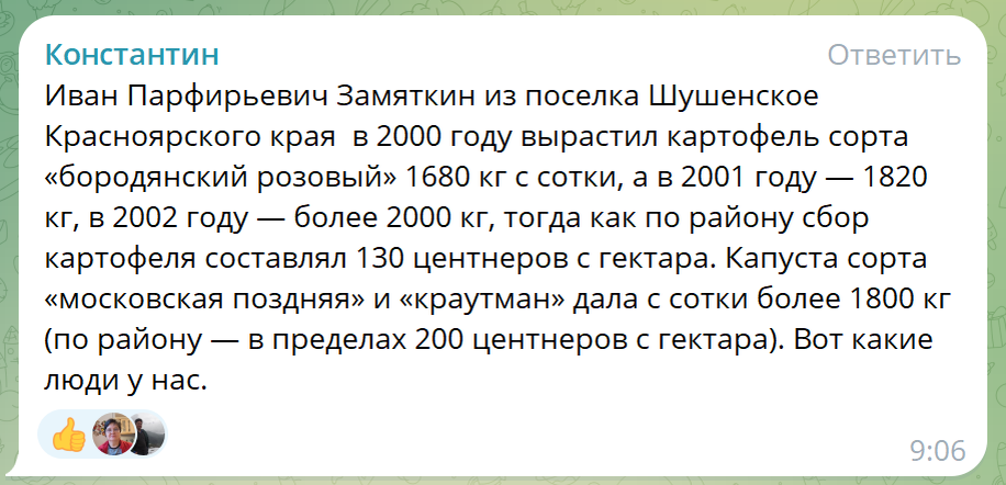 Скрин комментария моего собеседника в моем Телеграмм канале