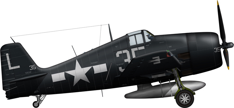 F6F-5 эскадрильи VF-16 с авианосца CV-15 "Рэндольф".