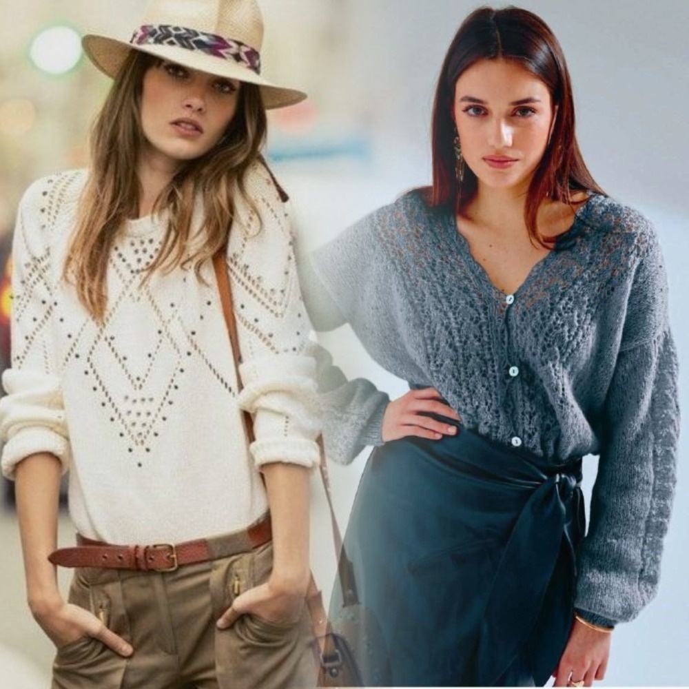 Модные уютные вязаные спицами модели свободного кроя  Вязание для Вас