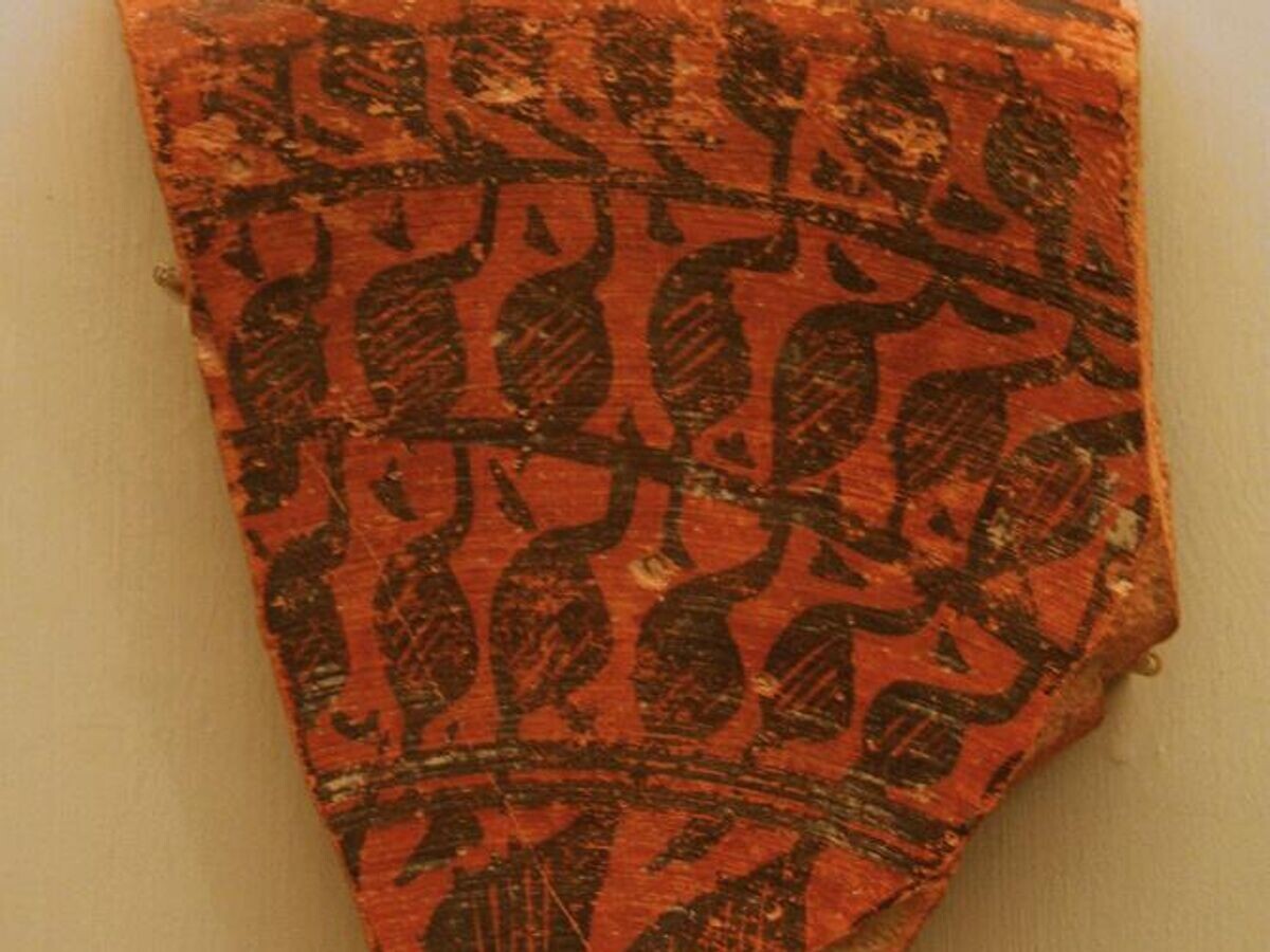    Фрагмент глубокого сосуда, около 2500 года до н. э. Чанх-ДароCC BY 2.0 / amy dreher / Piece of red pottery from IVC. Harappa. Fragment of Large Deep Vessel, circa 2500 B.C.E. Red pottery with red and black slip-painted decoration, 4 15/16 x 6 1/8 in. (12.5 x 15.5 cm). Brooklyn Museum