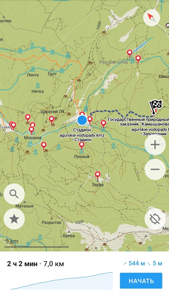 Трек в Organic Maps - 14 км на весь день.