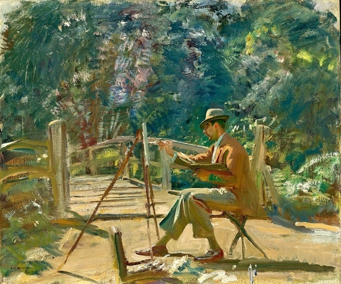 Художник "Морис Коднер рисует на Уистонском мосту" Альфред Джеймс Маннингс