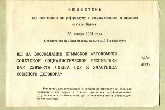    Так выглядел бюллетень для голосования. Фото: Фонд Центрального музея Тавриды