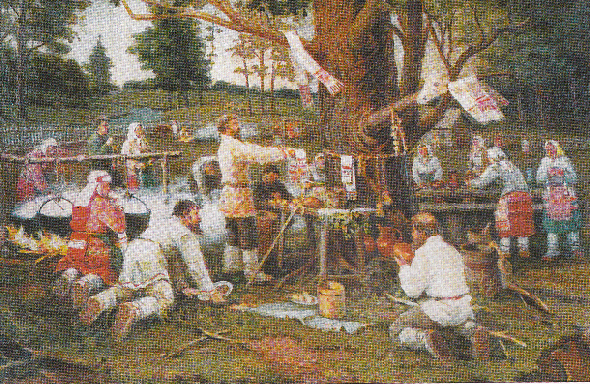 Обряд жертвоприношения чувашей. Художник П. Меркурьев.