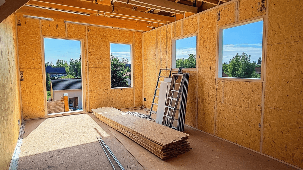  Дом из СИП-панелей, вид изнутри. Изображение сгенерировано с помощью нейросети Midjourney