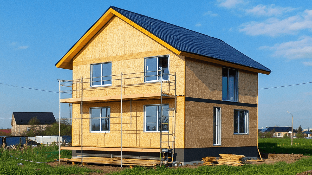 Дом из СИП-панелей. Изображение сгенерировано с помощью нейросети Midjourney