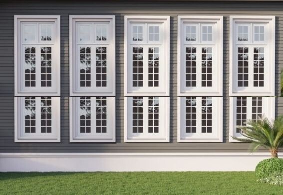 Панорамное остекление фасада с помощью обычных окон. Схема