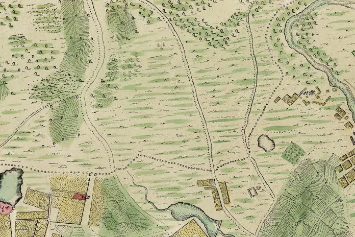 Территория, на которой сейчас располагается парк «Сокольники», на Мичуринском плане Москвы 1739 года. Источник: retromap.ru