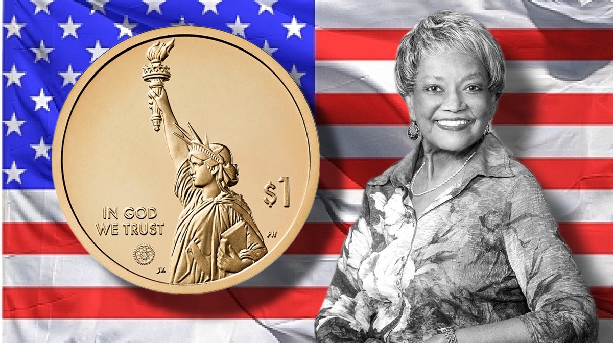 Аверс монеты 1$ США 2025г. «Рей Монтегю / Арканзас»