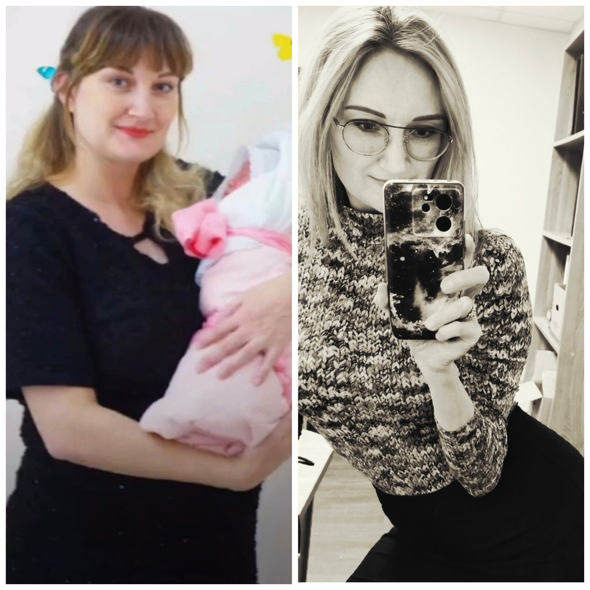 На фото мне 33 года (слева) и 38 лет (справа)