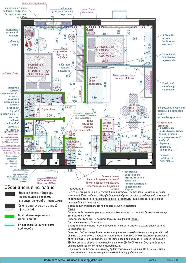 Когда к нам обратилась владелица квартиры запрос был достаточно понятный: «Нужно грамотное зонирование для того, чтобы вместить всё необходимое. И, при этом, сохранить «воздух» в интерьере».