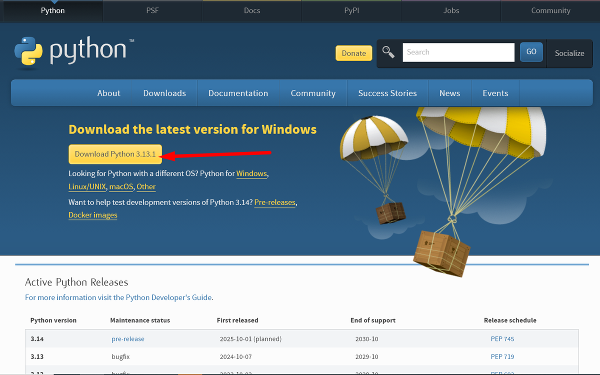 Скачиваем python
