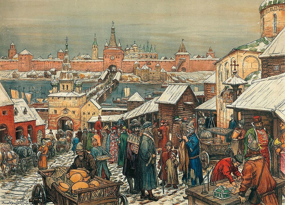 "Новгородский торг", 1909 г., Аполлинарий Васнецов