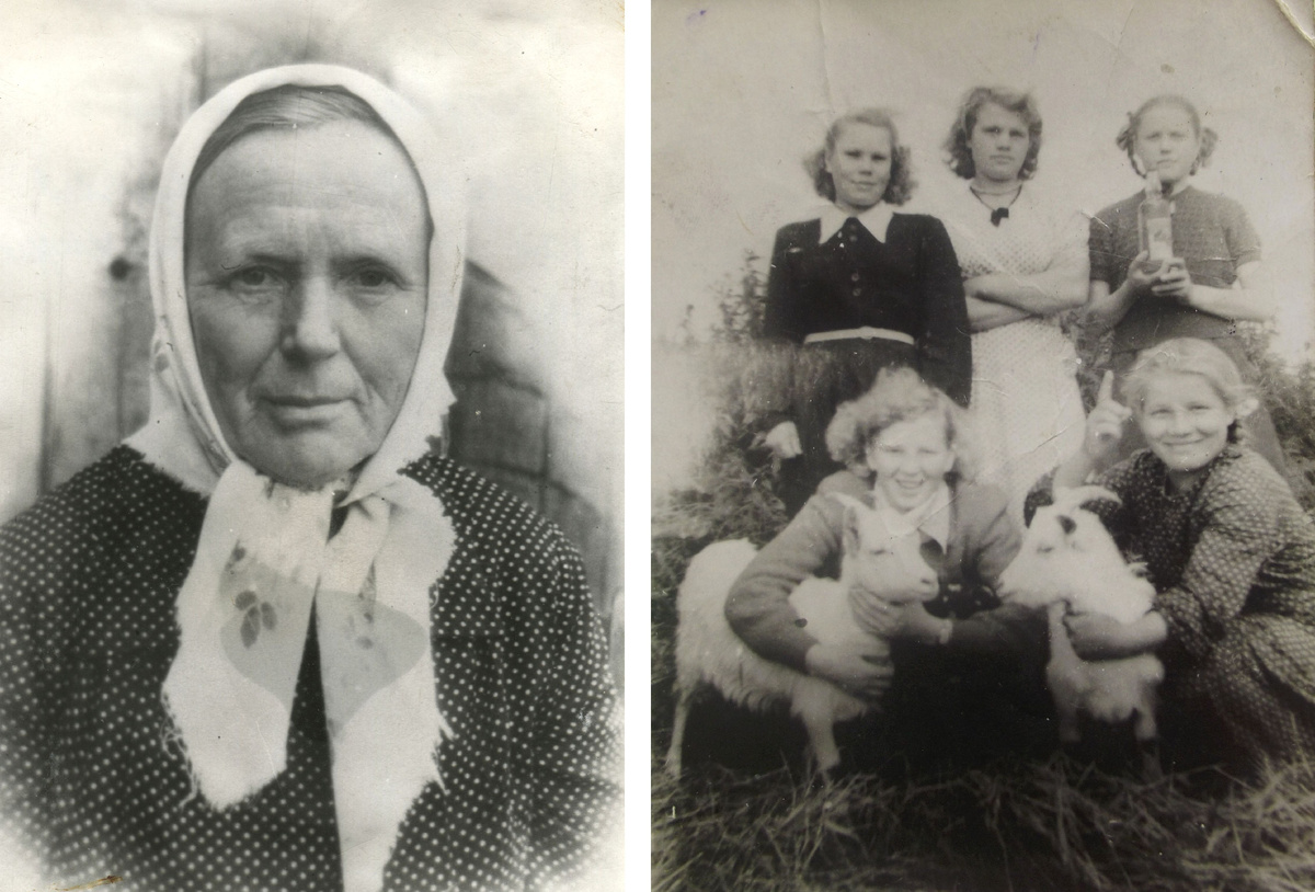 Мария Андреевна Кюхеряйнен. Фото из коллекции домового музея Т. П. Петровой (Петуховой) из деревни Глушково. Доярки в Крохино. В первом ряду слева – Хильма Кюхеряйнен, дочь М. А. Кюхеряйнен. Фото из архива А. Н. Уткиной (Карпуниной)
