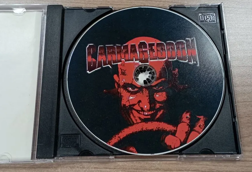 Цветные принты CD-диска игры Carmageddon, пиратская версия