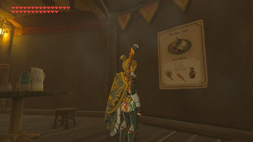 Один из рецептов на стене таверны в Zelda: Breath of the Wild