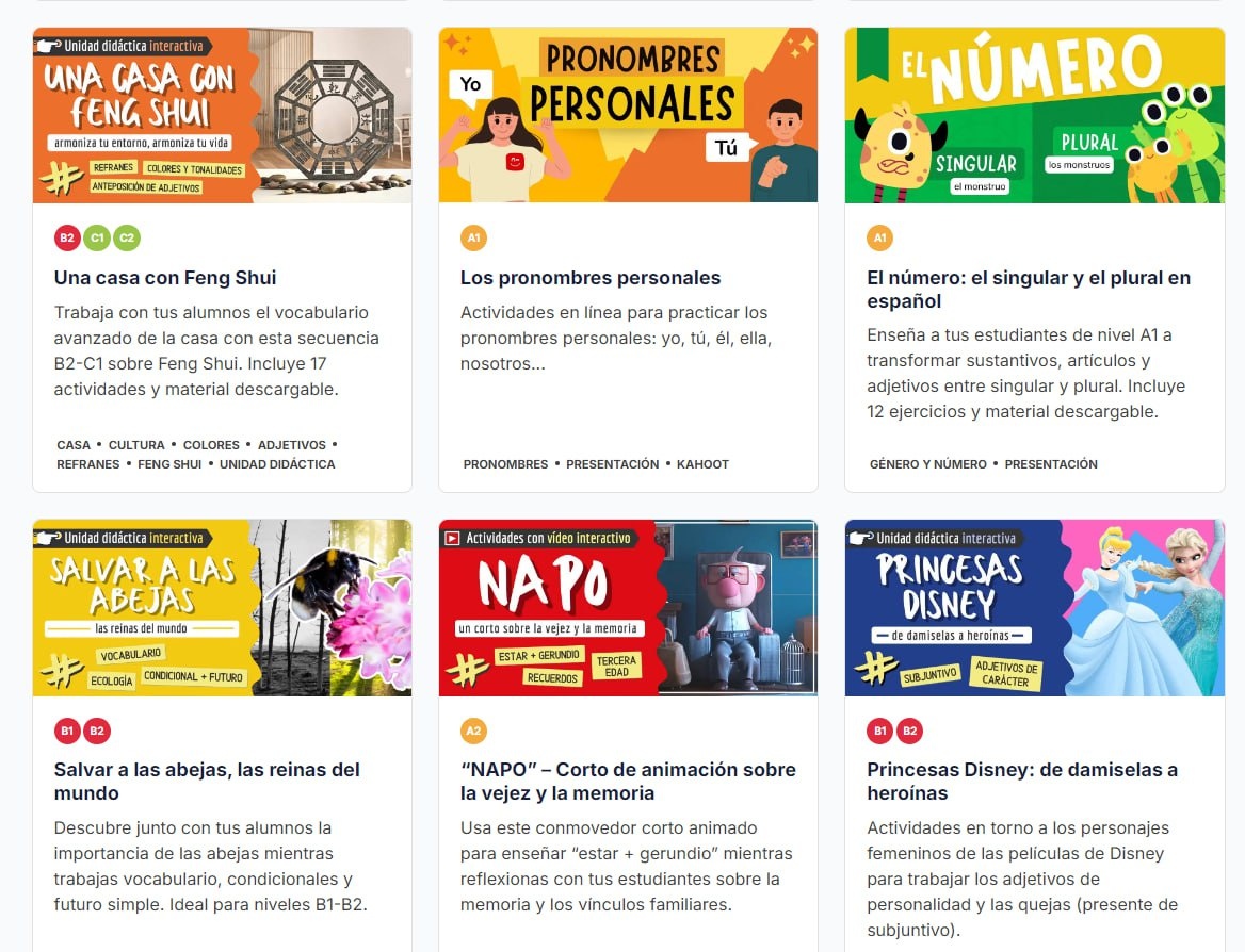 Уроки по уровням на Profe de Ele.