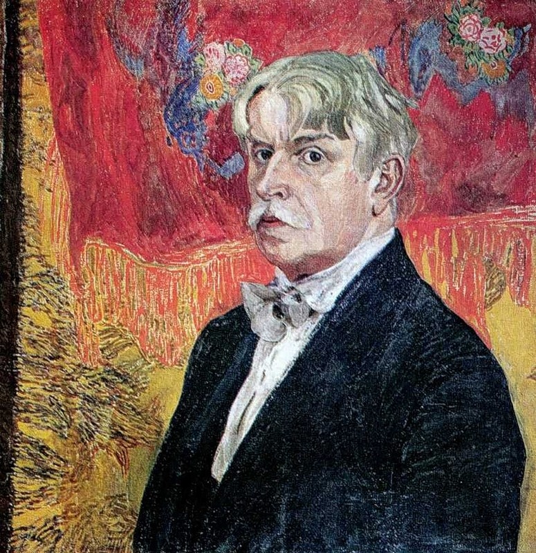 А.Я. Головин «Автопортрет на фоне красного платка, 1919