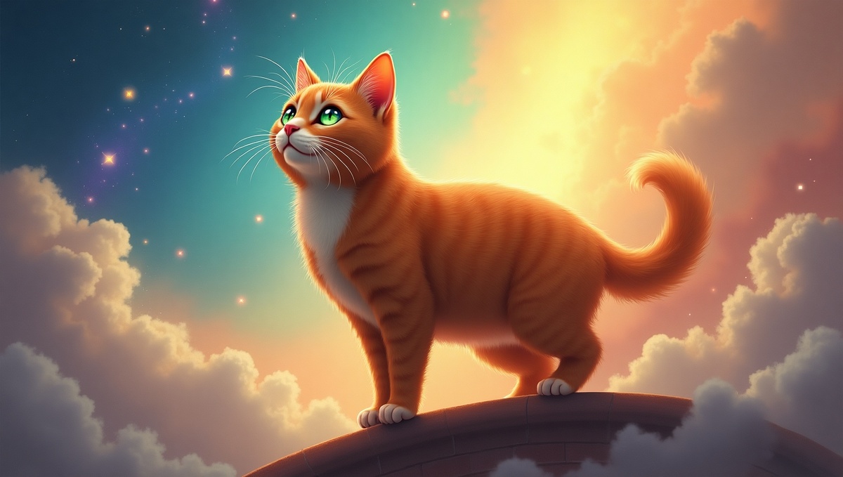 Котик идет по Мосту Радуги