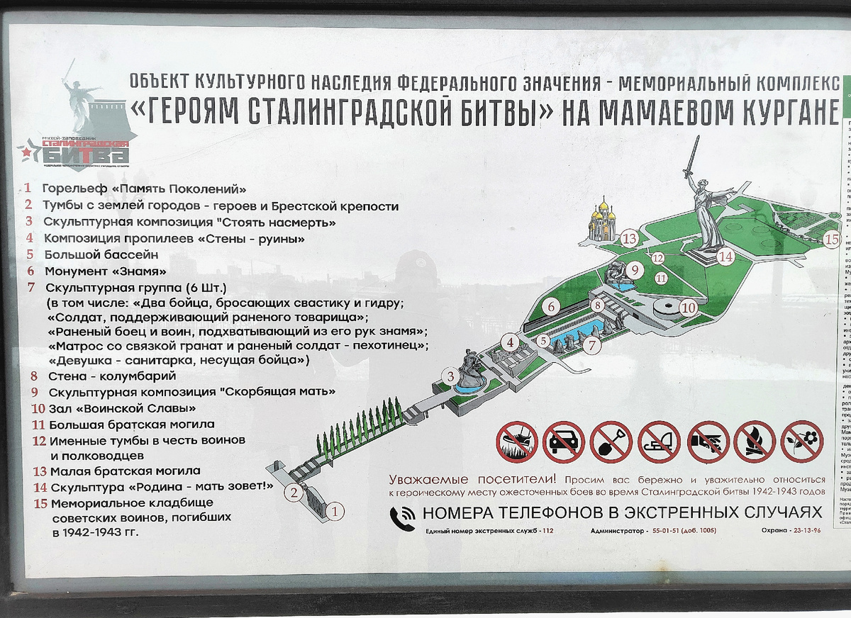 Схема мемориального комплекса "Героям Сталинградской битвы". Фото КруглоСветно КруглоГодично, февраль 2024