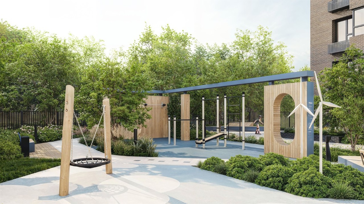 Многофункциональная площадка современного ЖК. Фото: Blok Studio