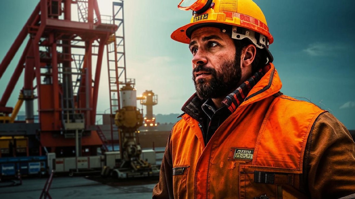 Бурильщик на платформе, проходящий курсы повышения квалификации в учебном центре.