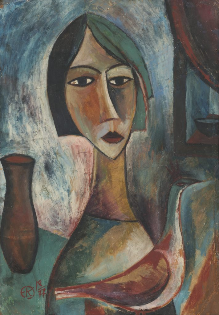 Девушка, 1977 г. картон, смешанная техника, 70х48,5 см. Постоянная коллекция Q-ART Gallery