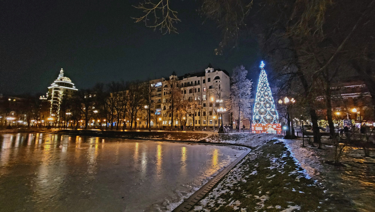 Немного поменяем ракурс и в кадр попадает Елка. 