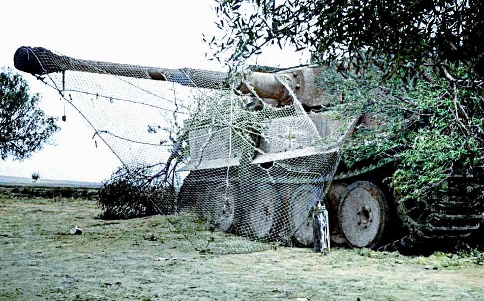 Pz.Kpfw.VI из 501-го Тяжелого танкового батальона в маскировочной сети.
