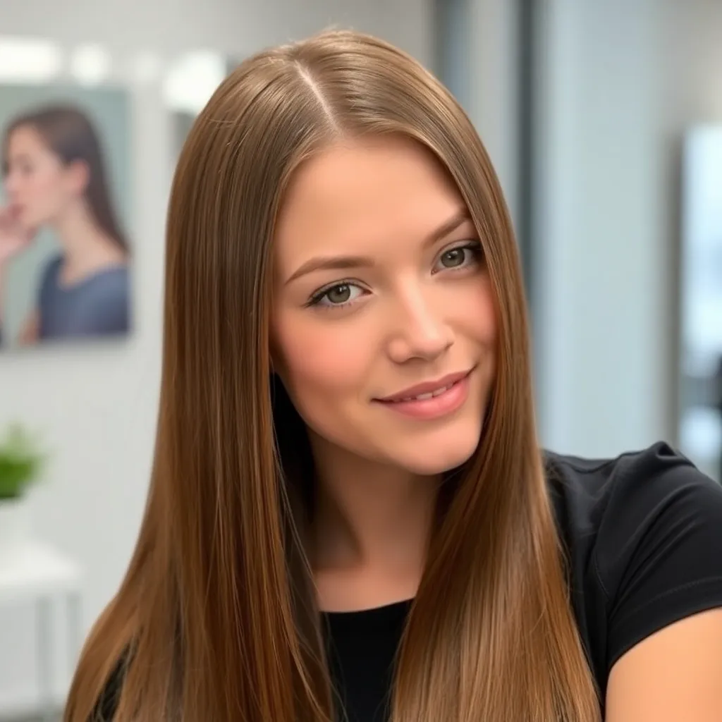 Результат кератинового выпрямления волос. Пример работы.