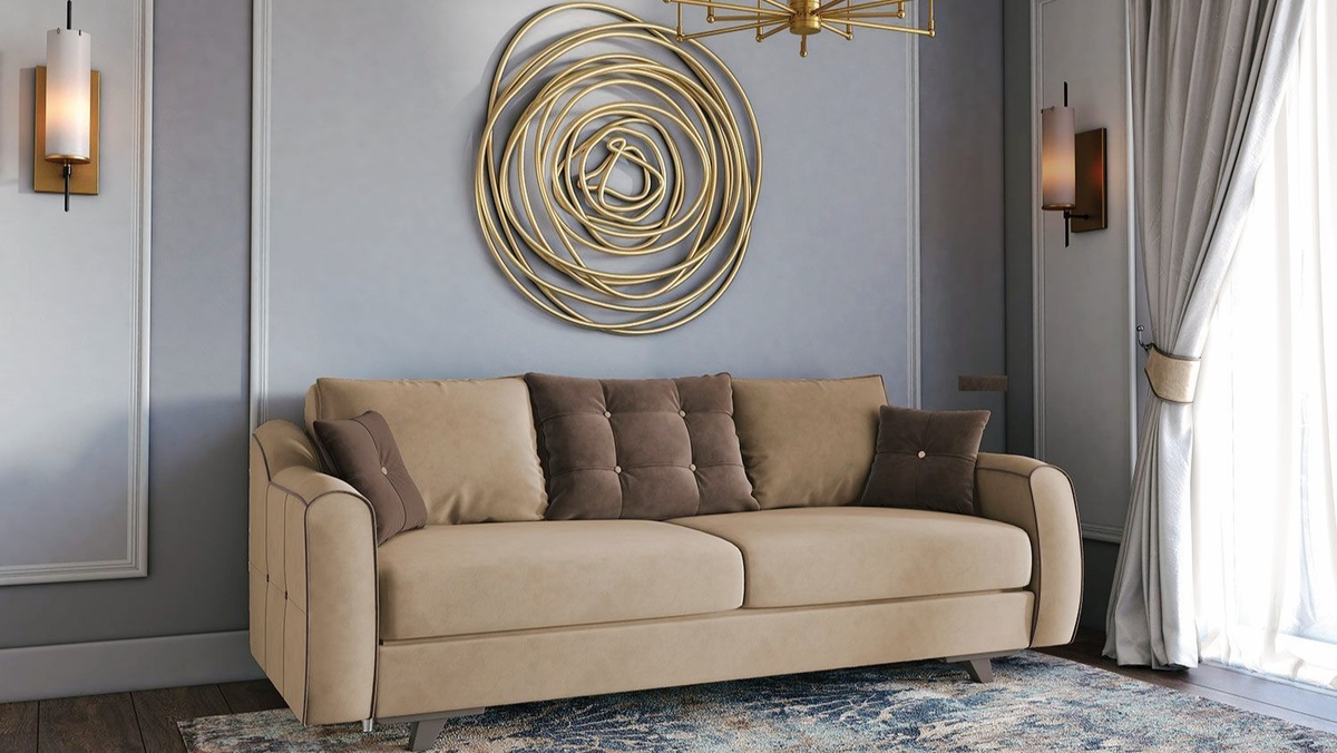 Диван Орди - 1 фабрика "Браво" г. Рязань. Диван с механизмом еврокнижка, поэтому подушки вдоль спинки дивана необходимы для комфортного использования. Но в комплект входят ещё две небольшие декоративные подушки, подходящие под цвет дивана.