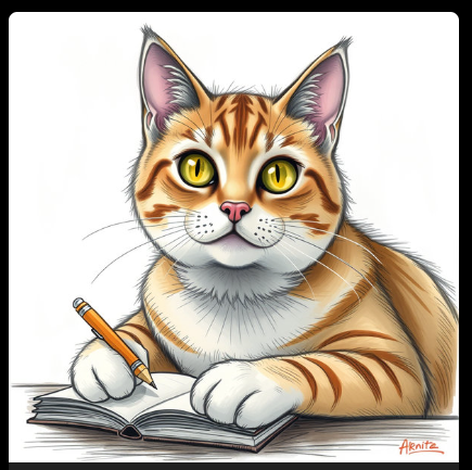 Моё альтер-эго - кот-писатель. Рисовал ИИ