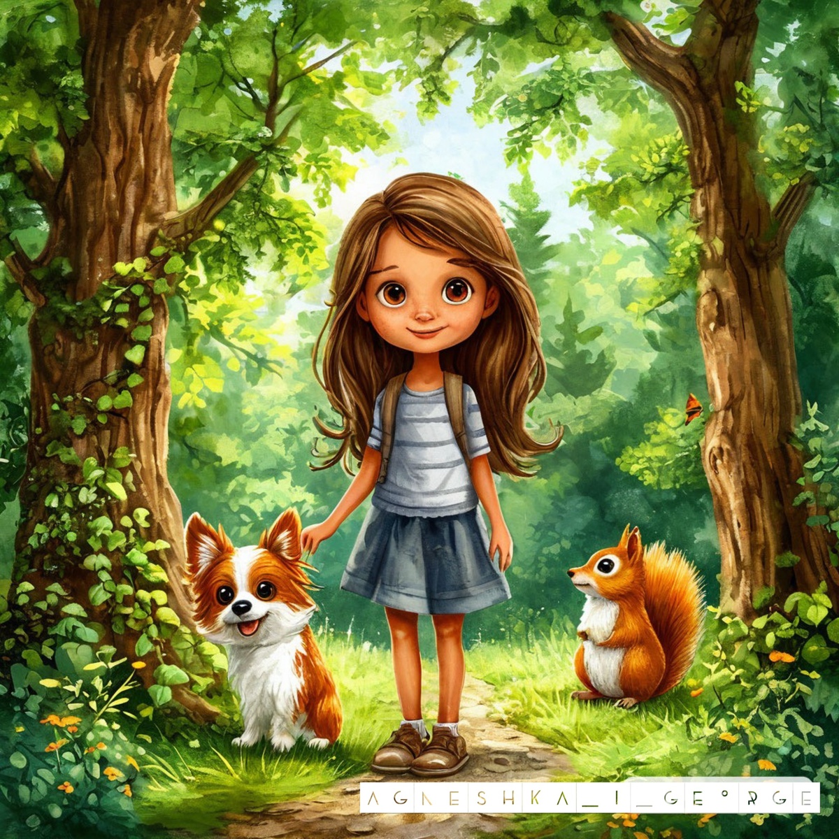 Агнешка и Джорджик подружились с Мальчонком-Бельчонком 