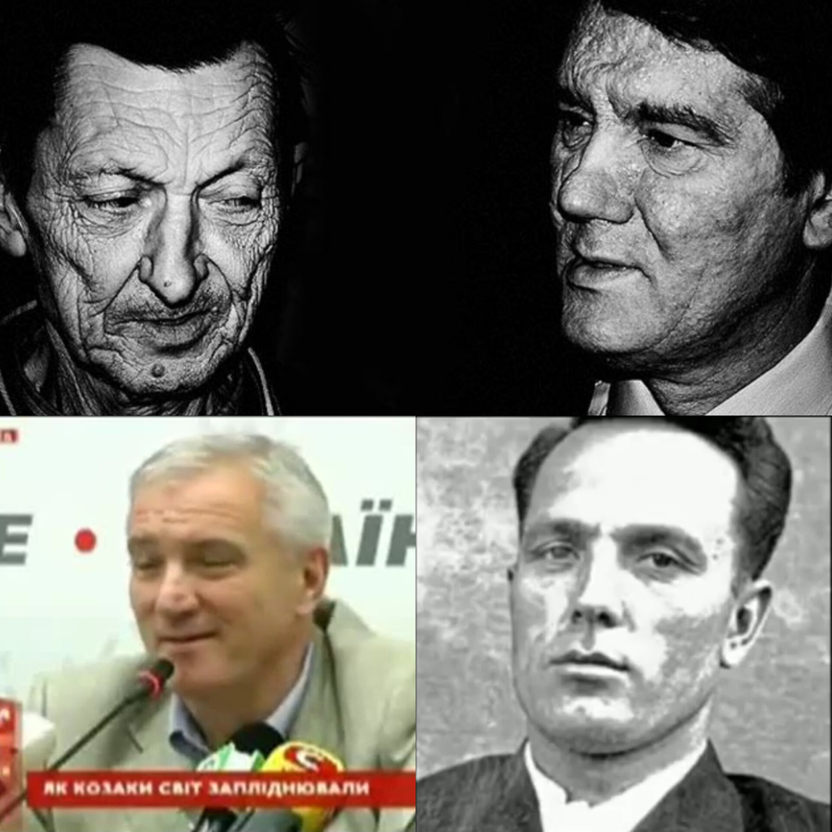 Вверху фото Андрея Андреевича (отец) и Виктор Андреевич (младший сын) Ющенко на фото из книги Юрия Вильнера "Андрей Ющенко: персонаж и легенда"; внизу слева Пётр Андреевич (старший сын), справа Андрей Андреевич Ющенко в молодости 